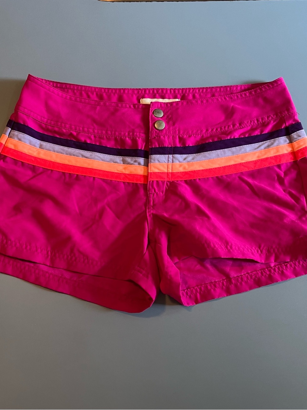 Old Navy Hot Pink Athletic Shorts with Multicolor Stripe Waist